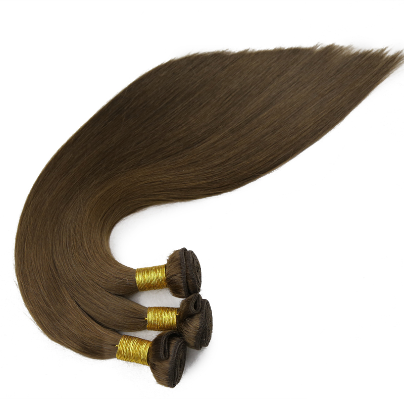 Top sale Russian Hair High Quality Machine Weft Hair Extension Remy Hair Straight Dark Brown